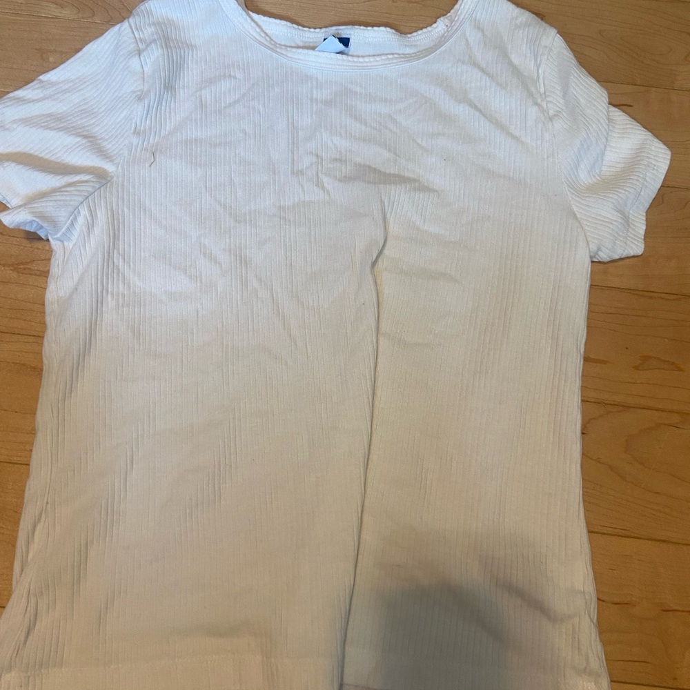 Old Navy White Ribbed Tee
